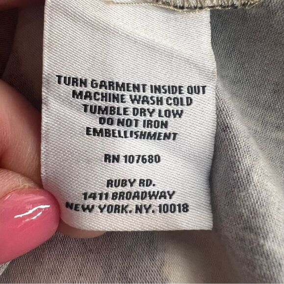 Ruby Rd. Animal Print Embellished Top Womens PL 3/4 Sleeve Pullover Tee T-Shirt - Picture 5 of 5